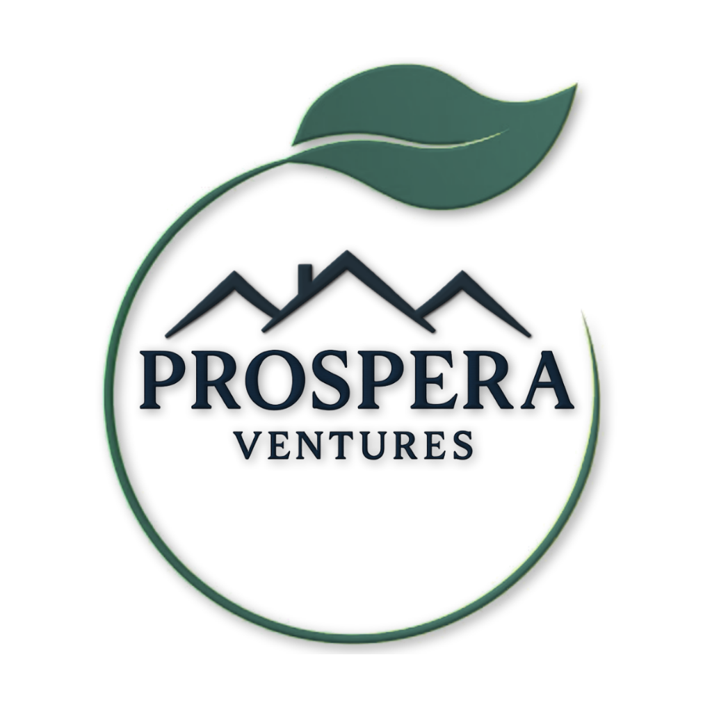 Prospera Ventures 3D logo with green leaf design